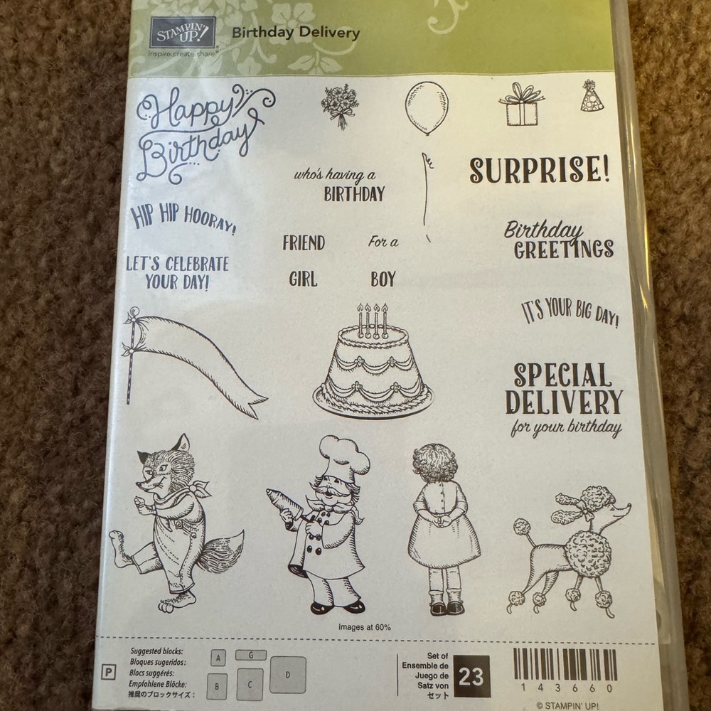 Stampin' Up! Birthday Delivery Clear Stamp Set - Black Line Art